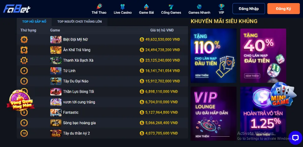 Khuyến mãi đặc biệt cho cá cược thể thao và casino